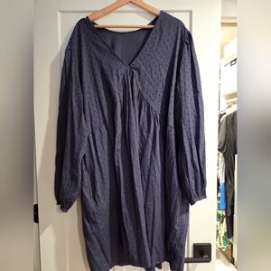 Puff-Sleeve Clip-Dot Mini Swing Dress